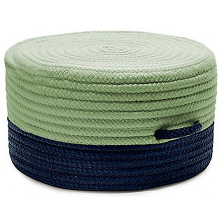 Color Block Pouf - Navy and Green 20" x 20" x 1 1"