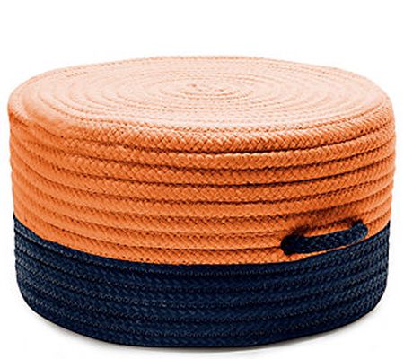 Color Block Pouf - Navy and Orange 20" x 20" x 11"