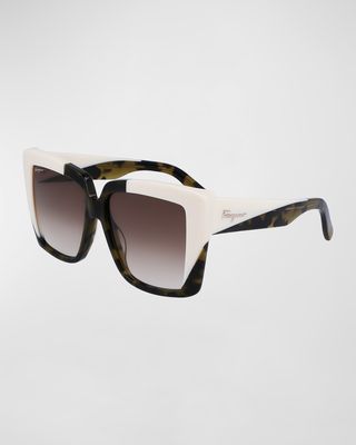 Color-Block Square Acetate Sunglasses