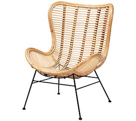 Colorado Natural Brown Rattan and Black Metal A ccent Chair