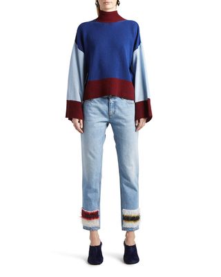 Colorblcok Turtleneck Cashmere Sweater