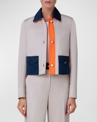 Colorblock Cotton Gabardine Jacket