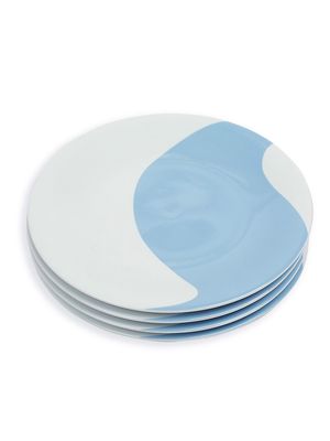 Colorblock Four-Piece Dinner Plate Set - Blue White