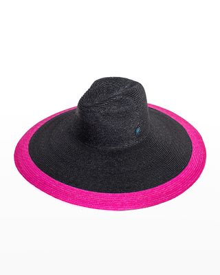 Colorblock Large-Brim Straw Sun Hat