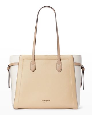 colorblock leather tote bag