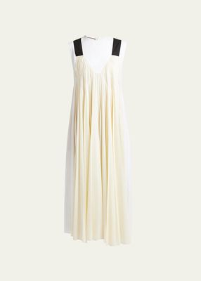 Colorblock Pleated Maxi Dress