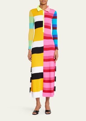 Colorblock Ribbed Polo Dress