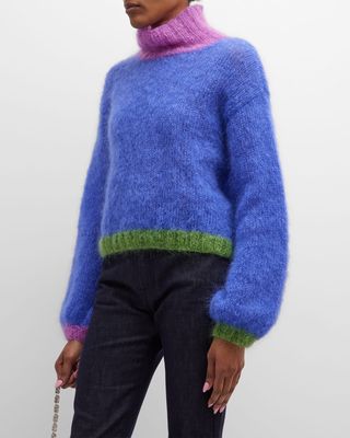 Colorblock Turtleneck Knit Sweater