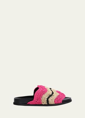 Colorblock Woven Slide Sandals