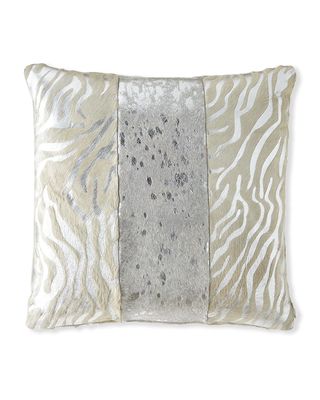 Colorblock Zebra & Spots Hair Hide Pillow, 19"Sq.