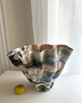 Colorful Confinement Matte Green Multicolor Vase, 30"