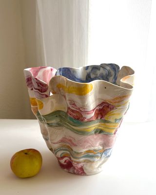 Colorful Confinement Matte Pink Multicolor Vase, 25"