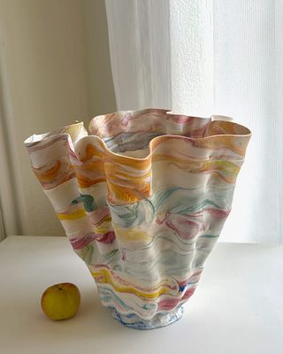 Colorful Confinement Matte Pink Multicolor Vase, 35"