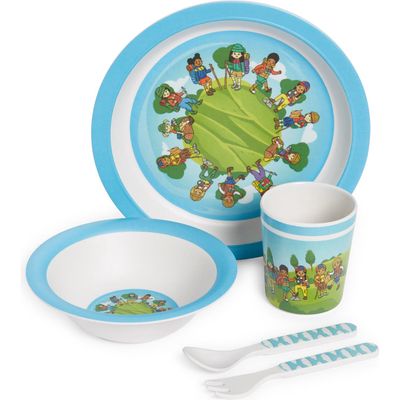 Colorfull Plates Hikers Mealtime Plate, Bowl, Cup & Utensil Set in Sky Blue Multi 