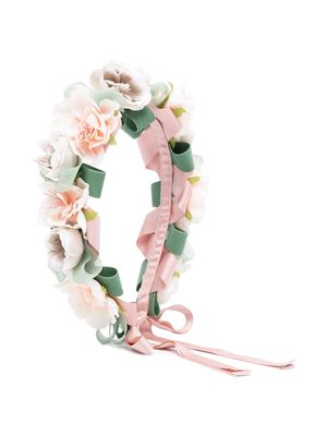 Colorichiari appliqué-floral crown - Neutrals