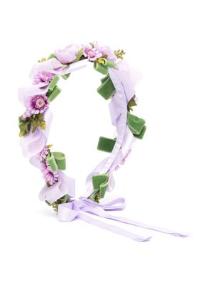 Colorichiari appliqué-floral crown - Purple