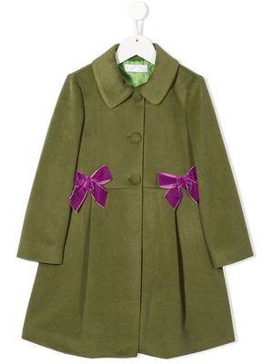 Colorichiari bow-detail pleated coat - Green