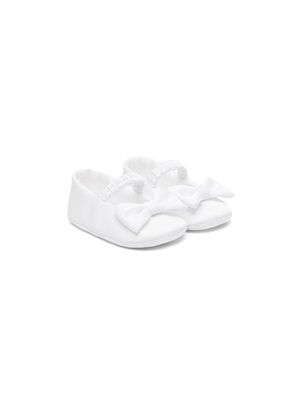 Colorichiari bow-detail twill ballerina shoes - White