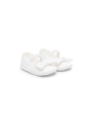 Colorichiari bow-detail twill ballerinas - White