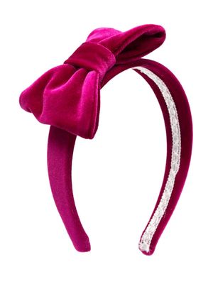 Colorichiari bow-detail velour headband - Purple