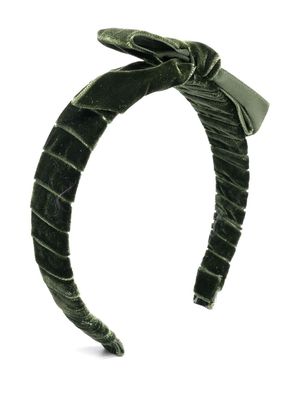 Colorichiari bow-detail velvet head band - Green