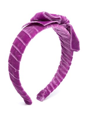 Colorichiari bow-detail velvet head band - Purple