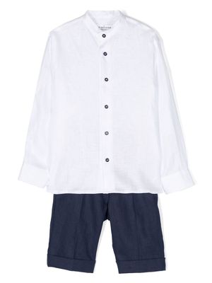Colorichiari buttoned linen trouser set - Blue