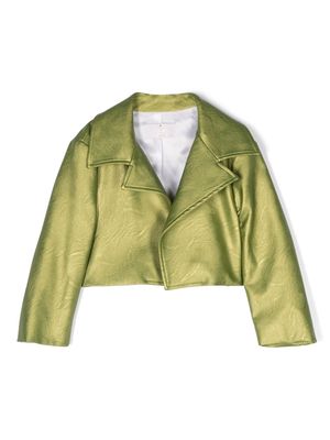 Colorichiari cropped metallic-finish jacket - Green