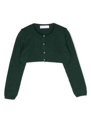 Colorichiari crystal-embellished wool cropped cardigan - Green