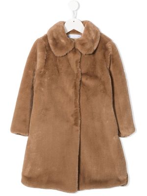 Colorichiari faux-fur single-breasted coat - Brown