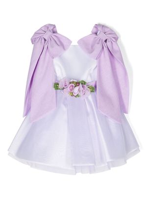 Colorichiari floral-appliqué dress - Purple
