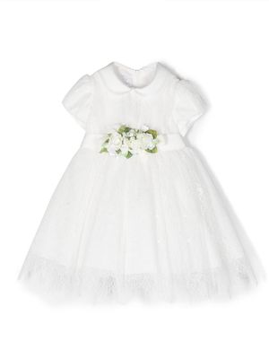 Colorichiari floral-appliqué embroidered dress - White