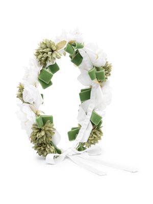 Colorichiari floral-appliqué hair band - Green