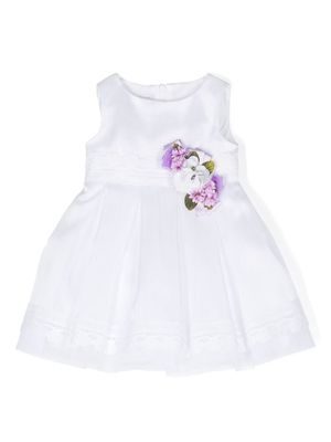 Colorichiari floral-appliqué layered organza dress - White