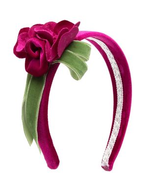 Colorichiari floral-appliqué velour headband - Purple