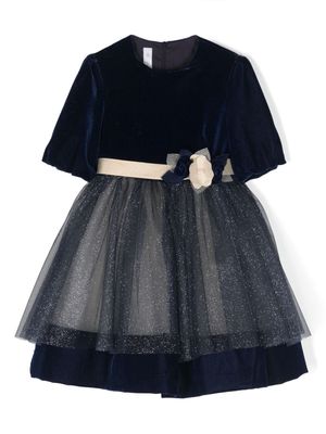 Colorichiari floral-appliqué velvet dress - Black