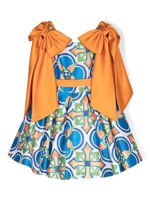 Colorichiari graphic-print bow dress - Blue