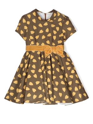 Colorichiari heart-print flared dress - Brown