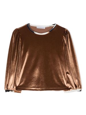 Colorichiari long-sleeved velvet blouse - Brown