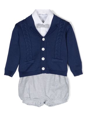 Colorichiari pinstriped cardigan and shorts set - Blue