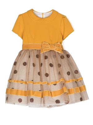 Colorichiari polka-dot print tulle dress - Yellow