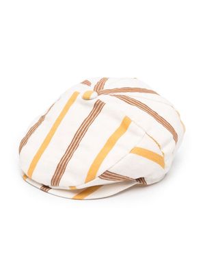 Colorichiari striped baker boy cap - White