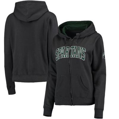 COLOSSEUM Women's Charcoal Michigan State Spartans Arched Name Full-Zip Hoodie