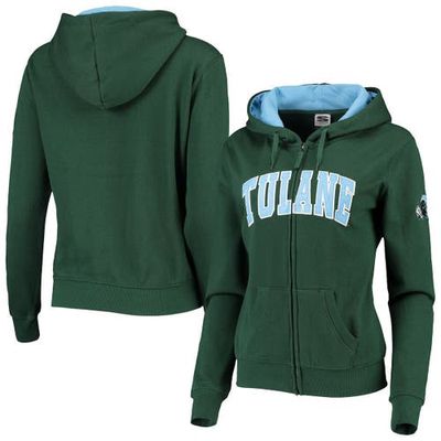 COLOSSEUM Women's Green Tulane Green Wave Arched Name Full-Zip Hoodie