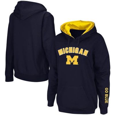 COLOSSEUM Women's Navy Michigan Wolverines Arch & Logo 1 Pullover Hoodie