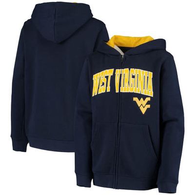 COLOSSEUM Youth Navy West Virginia Mountaineers Applique Arch & Logo Full-Zip Hoodie