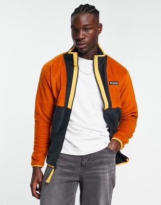 Columbia Back Bowl full zip fleece jacket in orange and black-Brown