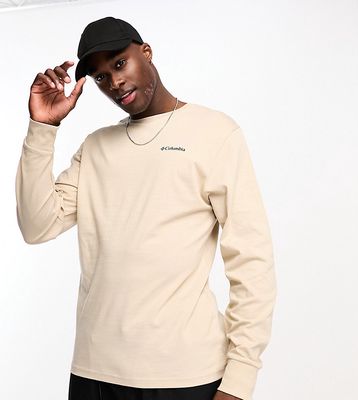 Columbia Barton Springs long sleeve t-shirt in beige Exclusive at ASOS-Neutral