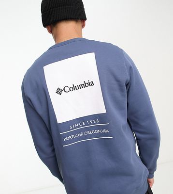 Columbia box logo crew neck sweat in navy blue