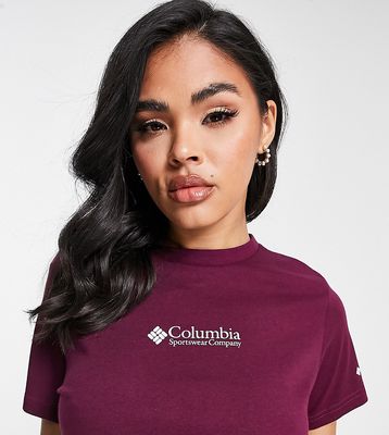 Columbia CSC Basic Logo cropped T-shirt in burgundy-Red